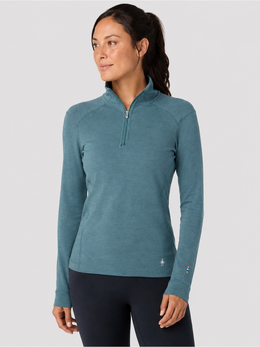 Smartwool | Merino 250 Quarter Zip Base Layer XS Teal Wool Pullover